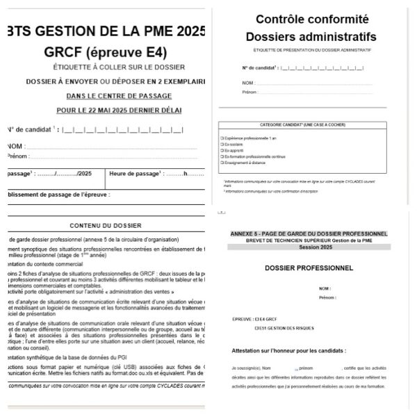 Modèle dossier GRCF E4 BTS GPME