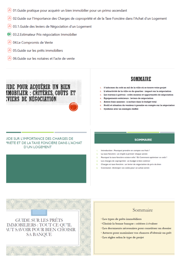 Extrait du pack complet immobilier