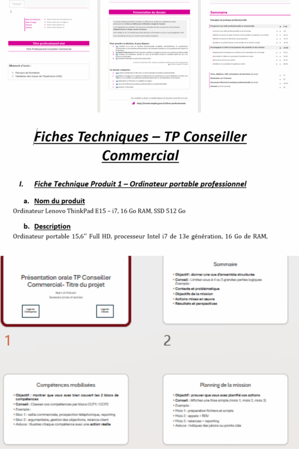 Extrait du kit TP Conseiller Commercial MLESW