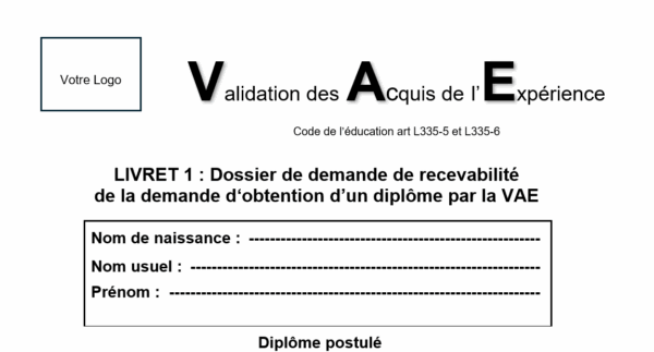 Extrait Livret 1 VAE qui est dans le kit qualiopi VAE
