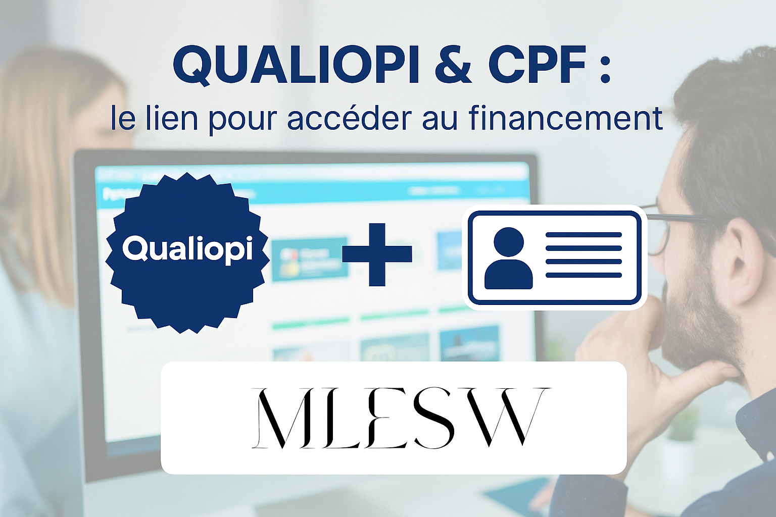 Illustration représentant un dossier dossier Qualiopi avec un logo CPF, symbolisant l’éligibilité au financement CPF pour les formations.