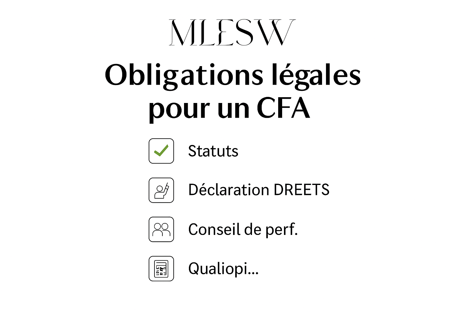 Centre de formation d’apprentis avec apprentis, documents légaux, logo Qualiopi, conseil de perfectionnement affiché.